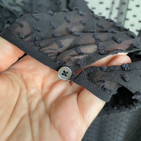 BABATON Swiss Dot Silk Blend Sheer Lined Blouse Flowy Light Black 3/4 sleeve XXS - Picture 3 of 14